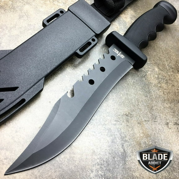 12" BLACK SURVIVAL Rambo Hunting FIXED BLADE KNIFE Bowie For Camping And Outdoors