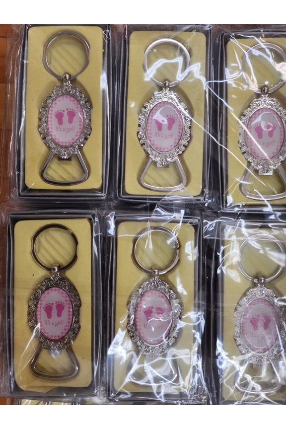 12-Baby Shower Favors Decorations Its A Baby Girl Keychains Recuerdos Nia Pink