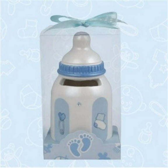 12 Baby Shower Mini Baby Bottle Bank Favor Cake Topper Blue