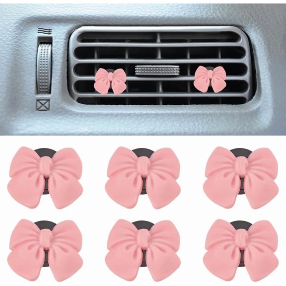12 Bags Bowknot Plastic Car Air Vent Clips Automotive Interior Trim with Magnetic Ferromanganese Iron Plastic Clip Light Coral 35x41x16.5mm