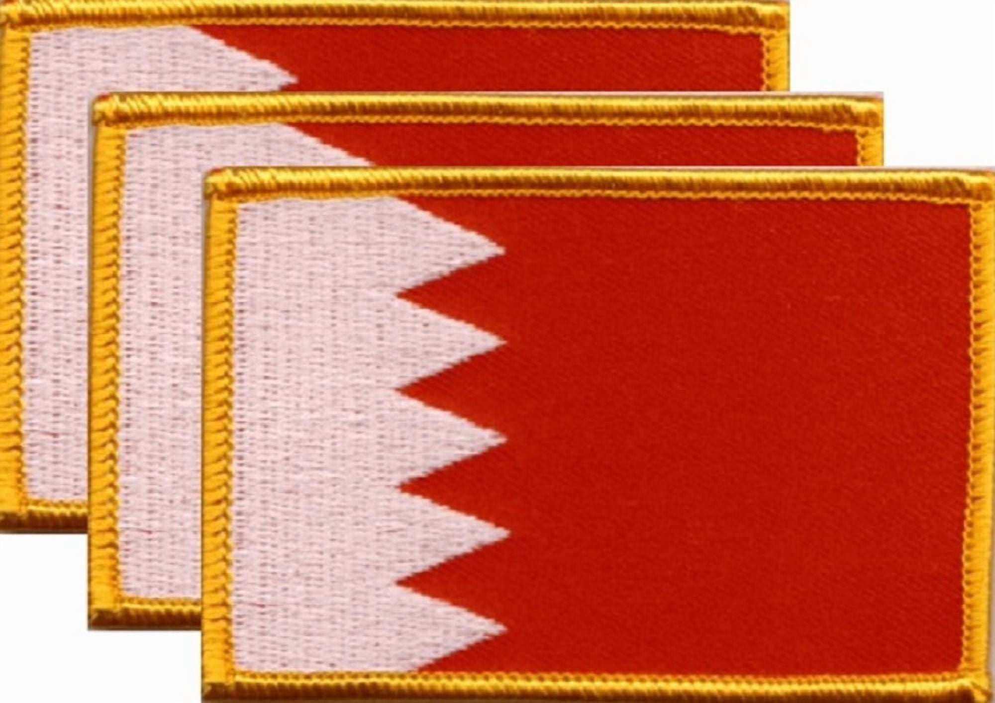 12 Bahrain Flag Patches, Embroidered Iron On or Sew On, Measures 3.50" x 2.25"