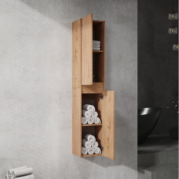 12" Bathroom Side Cabinet, 2-Soft Close Doors, Float Mounting Design, 12*2(KD-Packing)