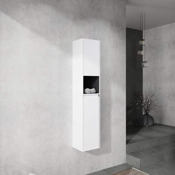 12" Bathroom Side Cabinet,2-Soft Close Doors,Float Mounting Design,12*2(KD-Packing)