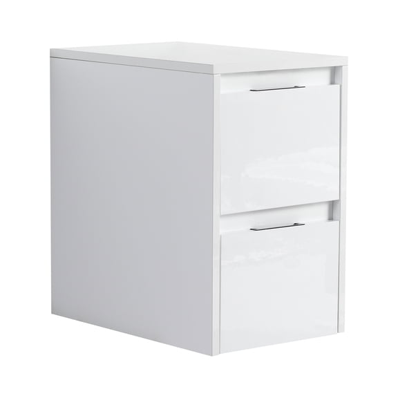 12" Bathroom Side Cabinet, 2-Soft Close Drawer, Float Mounting Design, Glossy White,(KD-Packing)