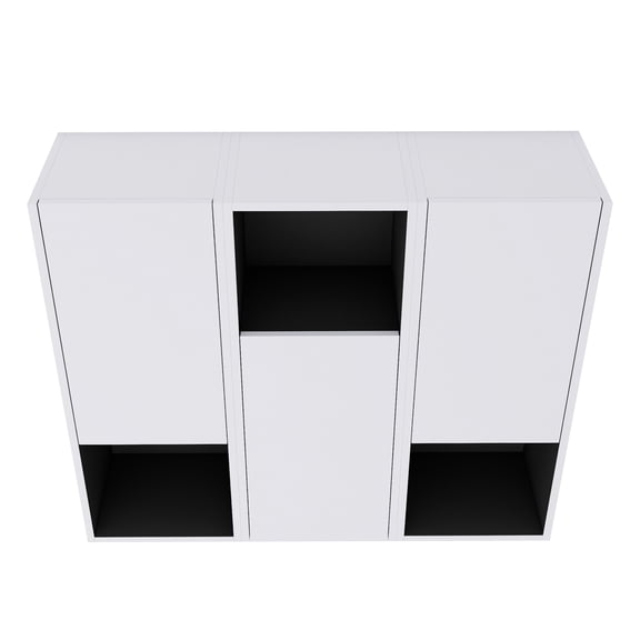 12" Bathroom Side Cabinet,3-Soft Close Doors,Float Mounting Design,12*3(KD-Packing) White + 3 + 3 + Bathroom + Wall Mounted + Modern + Plywood + Plywood