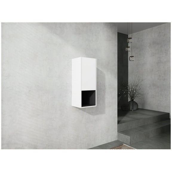 12" Bathroom Side Cabinet,Soft Close Doors,Float Mounting Design,(KD-Packing) White + 1 + 1 + Bathroom + Wall Mounted + Modern + Plywood + Plywood