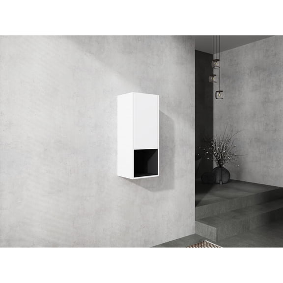 12" Bathroom Side Cabinet, Wall Mounted, Build White Compact Design