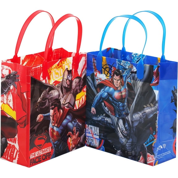 12 Batman VS Superman Dawn Justice Party Favors Medium Goodie Gift Treat Bags 8"