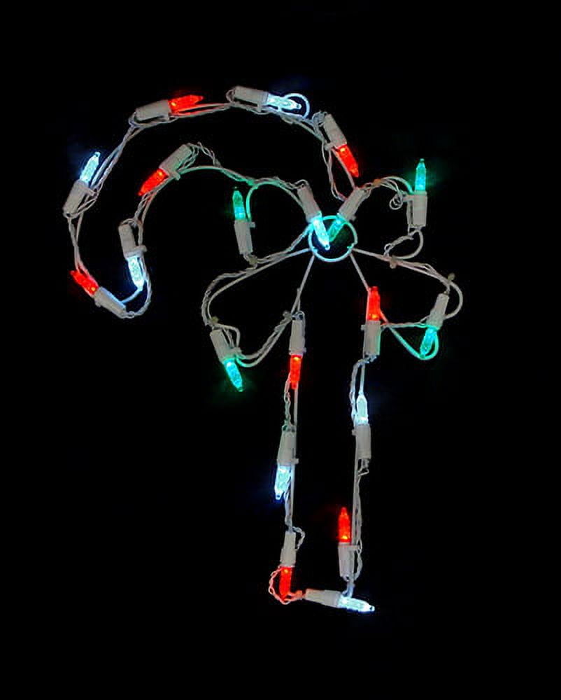 12" Battery Operated LED Lighted Candy Cane Christmas Window Silhouette w/ Timer