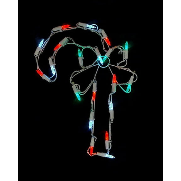 12" Battery Operated LED Lighted Candy Cane Christmas Window Silhouette w/ Timer
