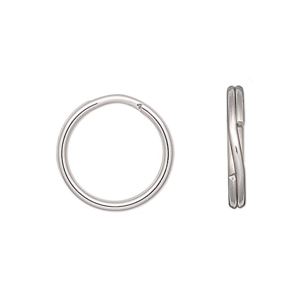 12 BdBeads Stainless Steel Silver S Split Ring Set, Double Ring Keyring Findings, Round Shape (7.5mm Outer Diameter)