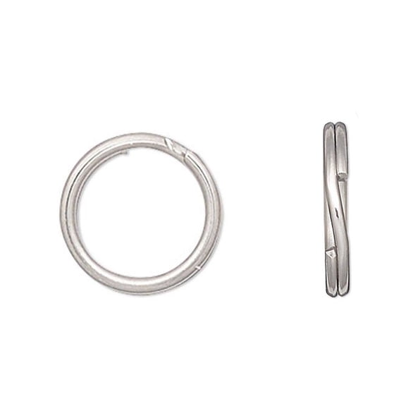 12 BdBeads Stainless Steel Silver S Split Ring Set, Double Ring Keyring Findings, Round Shape (8mm Outer Diameter)