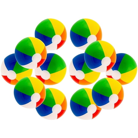 12" Beach Balls Rainbow Colored Party Pack Inflatable Beach Pool Party Toys (12 Pack)