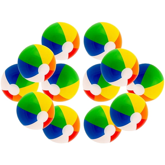 12" Beach Balls Rainbow Colored Party Pack Inflatable Beach Pool Party Toys (12 Pack)