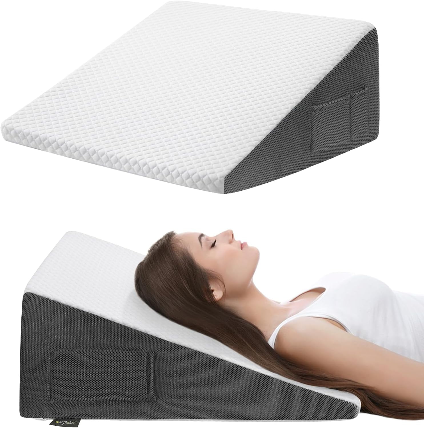 12" Bed Wedge Pillow for Sleeping After Surgery, Back Support, Leg Elevation, Gerd Acid Reflux