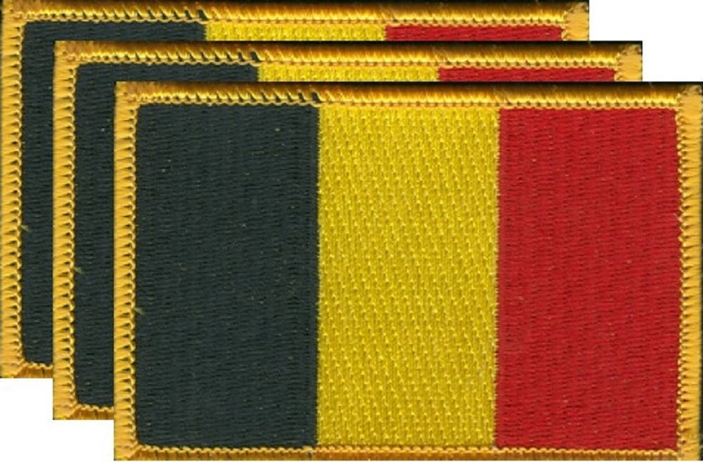 12 Belgium Flag Patches, Embroidered Iron On or Sew On, Measures 3.50" x 2.25"