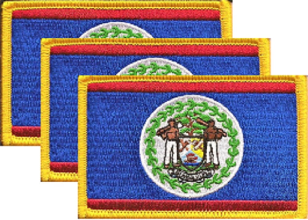 12 Belize Flag Patches, Embroidered Iron On or Sew On, Measures 3.50" x 2.25"