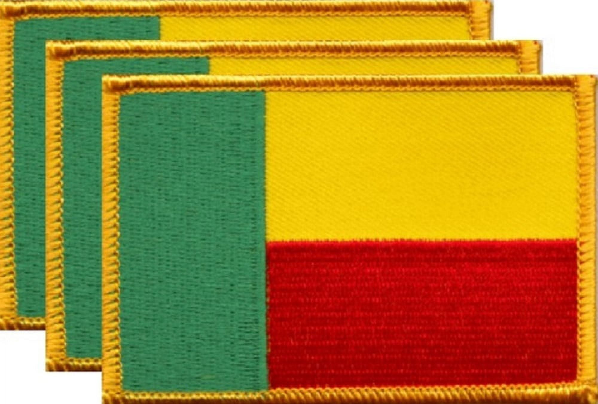 12 Benin Flag Patches, Embroidered Iron On or Sew On, Measures 3.50" x 2.25"