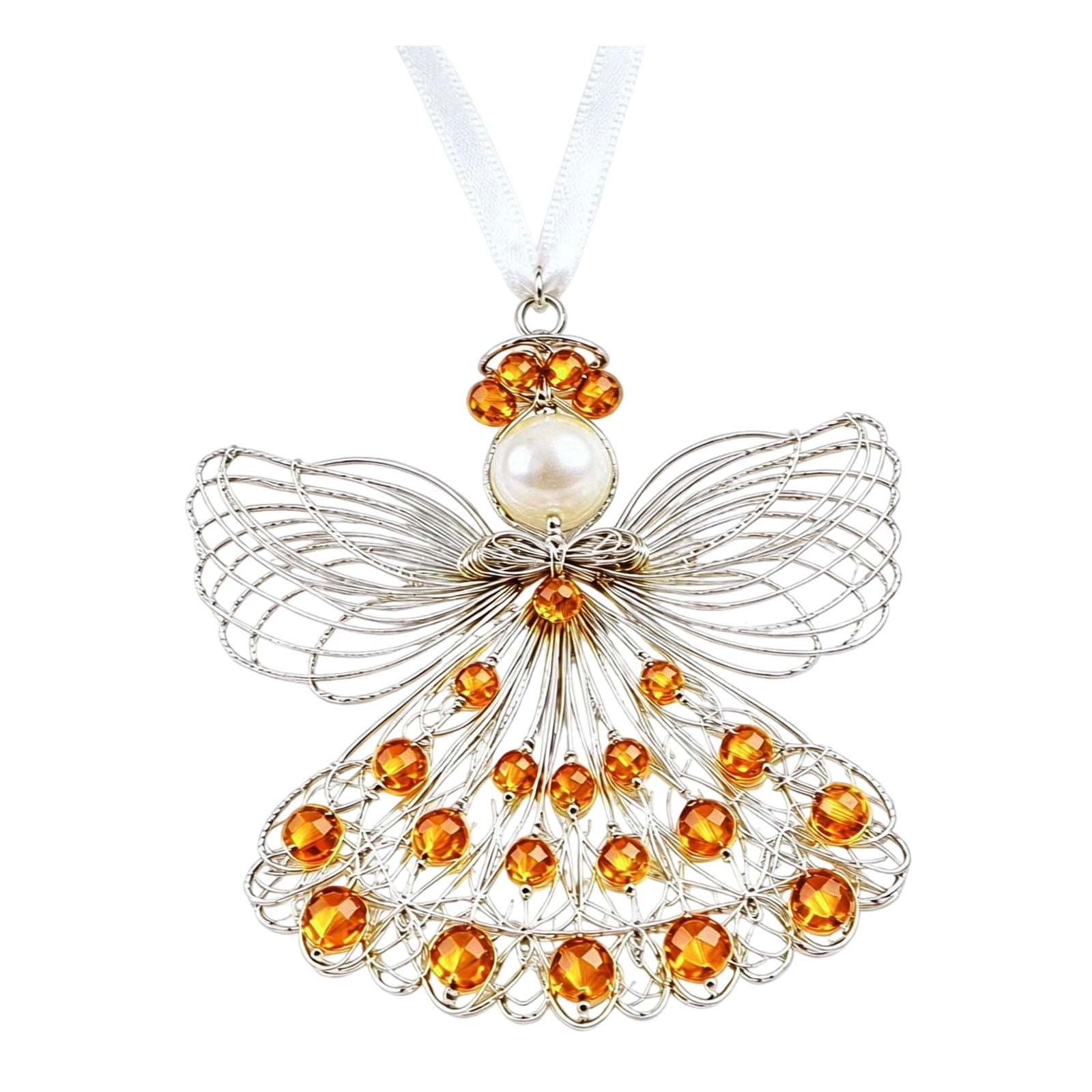 12 Birthstone Handcrafted Wire Angel Ornament, Handmade Birthstone ...