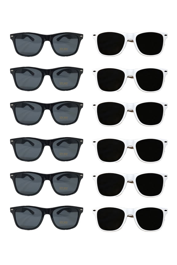 12 Black-12 White Wedding Sunglasses 24 Bulk Sunglasses For Party Guests Adults Men Women Many Uses Versatile Party Favors Bridesmaids Groomsmen Wedding Guests