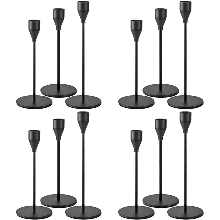 12 Black Candlestick Holders, Candle Holder for Taper Candle, Fits