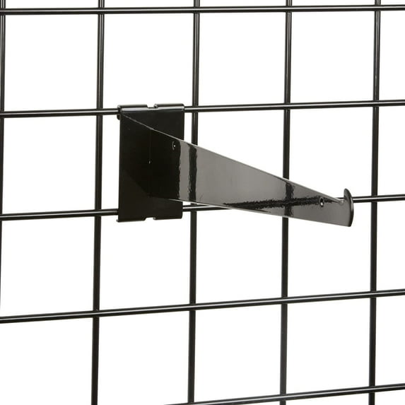 12" Black Gridwall Shelf Bracket - 2 Pack