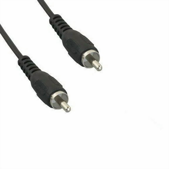 12' Black Rca Male To Male Video Cable Composite Dvd Vcr Camcorder To Tv Display