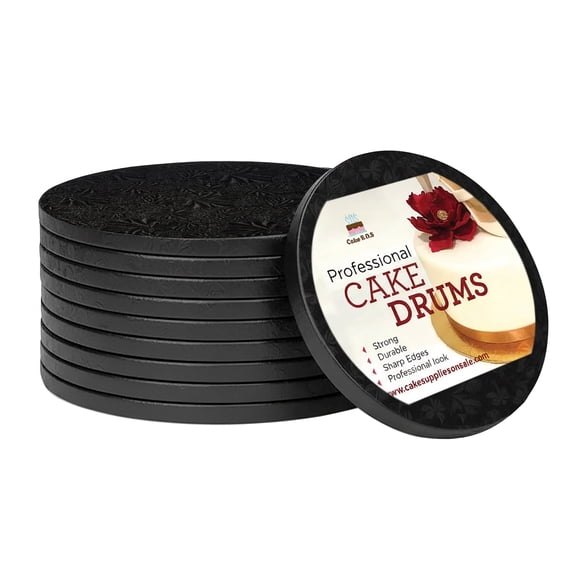 Cake S.O.S 12 inches Black Round Cake Drum Board, 1/2 Thick, (6-Pack)
