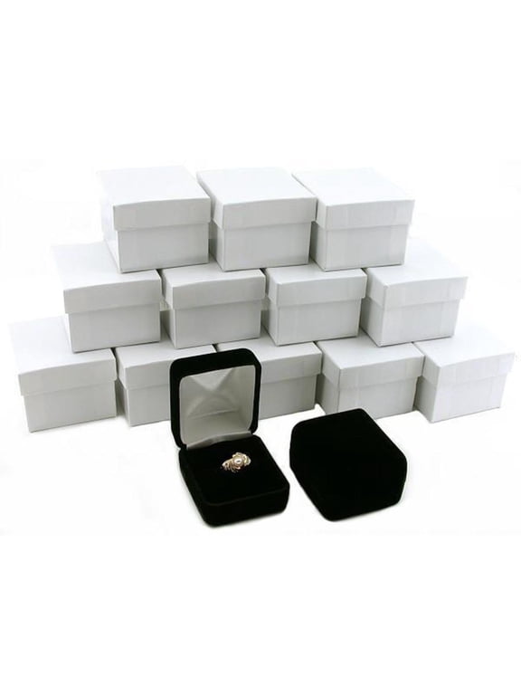 12 Black Velvet Ring Gift Boxes Jewelry Counter Displays