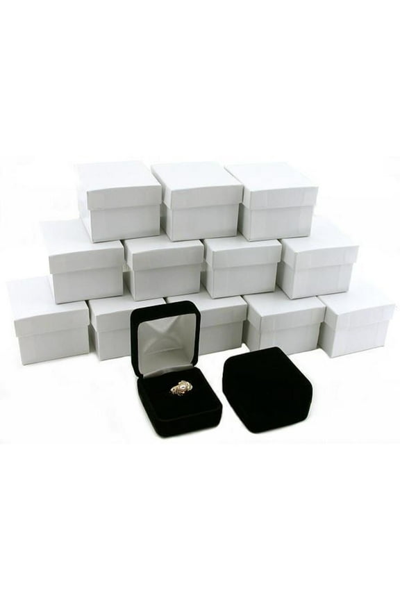 12 Black Velvet Ring Gift Boxes Jewelry Counter Displays