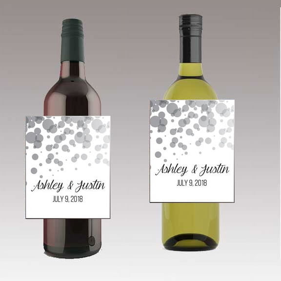 12 Black & White Bokeh Wine / Beer Bottle labels Easy to Use Self Stick Labels