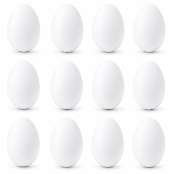 12 Blank Hollow Solid White Plastic Easter Eggs 2.25 Inches