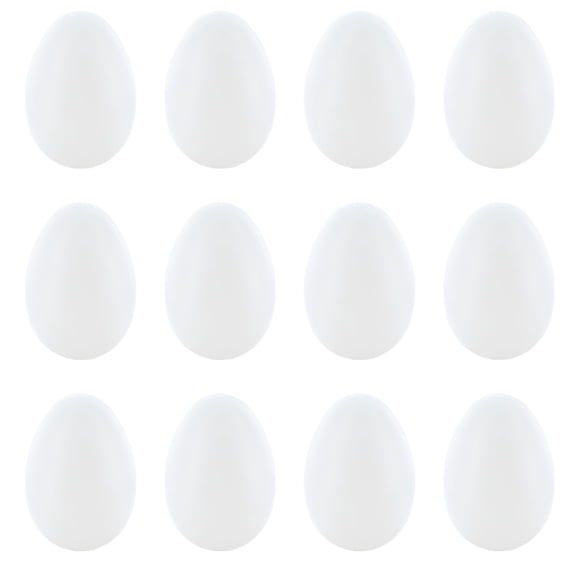 12 Blank Hollow Solid White Plastic Easter Eggs 2.25 Inches