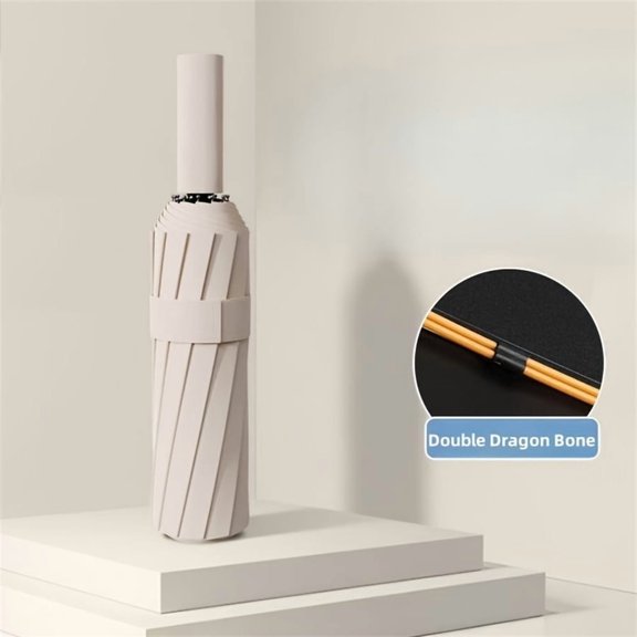 12 Bone Black Glue Fully Automatic Umbrella With Thick And Durable Keel Three Fold Umbrella UV Resistant Folding Umbrella