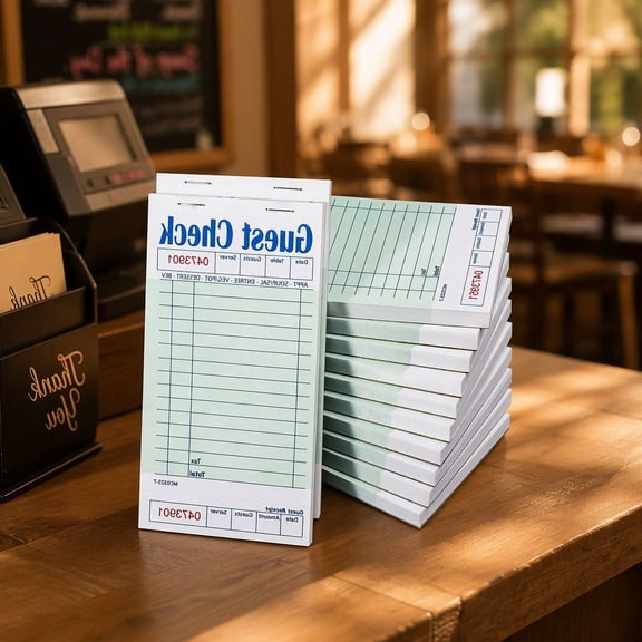 12 Books, 600 Sheets Guest Check Server Note Pads, Waitress Order Pads for Restaurants, 3.5 x 6.75 Inch Numbered Ticket Books