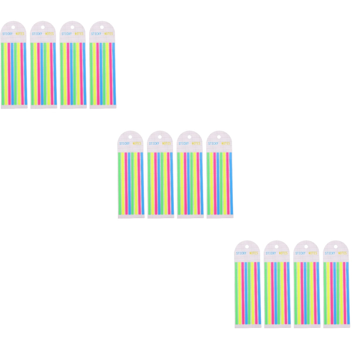 12 Books Sticky Notes Highlighter Strips Tabs Colorful Fluorescent ...