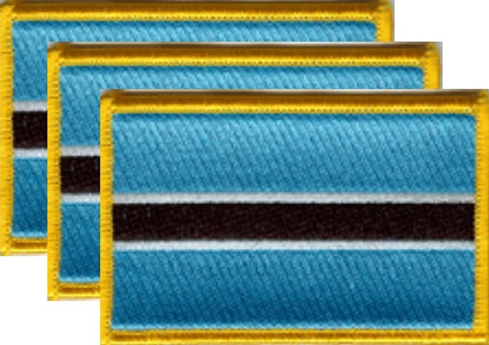 12 Botswana Flag Patches, Embroidered Iron On or Sew On, Measures 3.50" x 2.25"