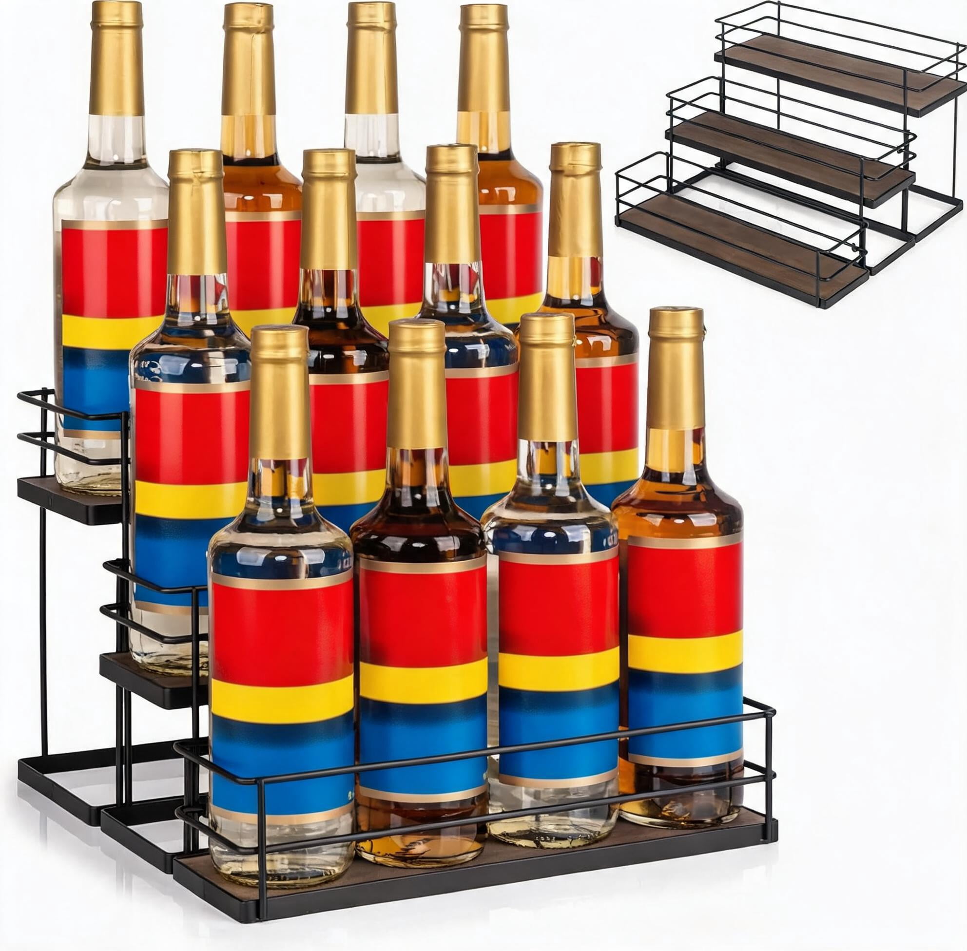 12 Bottle Capacity 3 Tier Coffee Syrup Organizer Shelf for Kitchen Bar ...