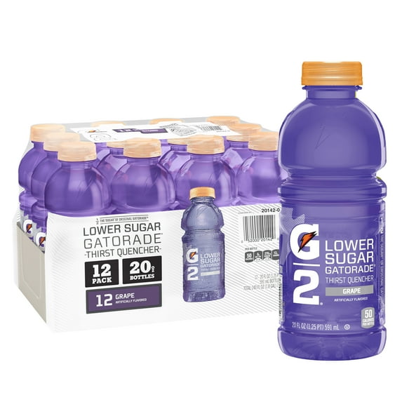(12 Bottles) Gatorade G2 Thirst Quencher Low Calorie Sports Drink, Grape, 20 fl oz