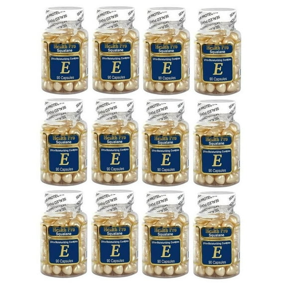 12 Bottles Nu-Health Squalane Vitamin E Skin Oil Moisture Complex (90 Capsules)