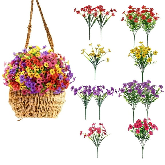 12 Bouquets of Artificial Flowers Bunch of 12 Artificial Flowers for Outdoor Decoration Violet Faux Colored Spring Plants for Indoor Outdoor Yard Home Patio Porch Decoration
