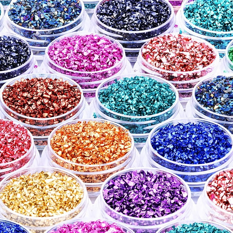 12 Box Crushed Glass Craft Glitter Fine for Resin Art, Small