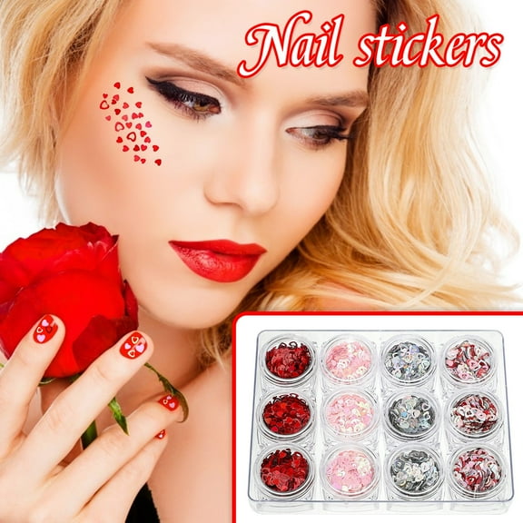 Nail Sequins, Heart-shaped Glitter, Nail Art Decoration, Valentine’s Day Craft, Mixed Size 2mm 3mm 4mm, Easy to Stick, DIY Manicure, Shining Sequins, Party Festival Accessory
