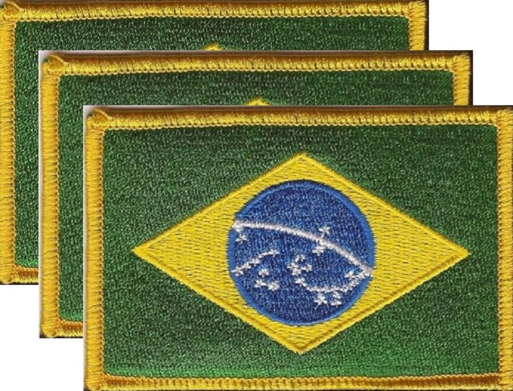 12 Brazil Flag Patches, Embroidered Iron On or Sew On, Measures 3.50" x 2.25"