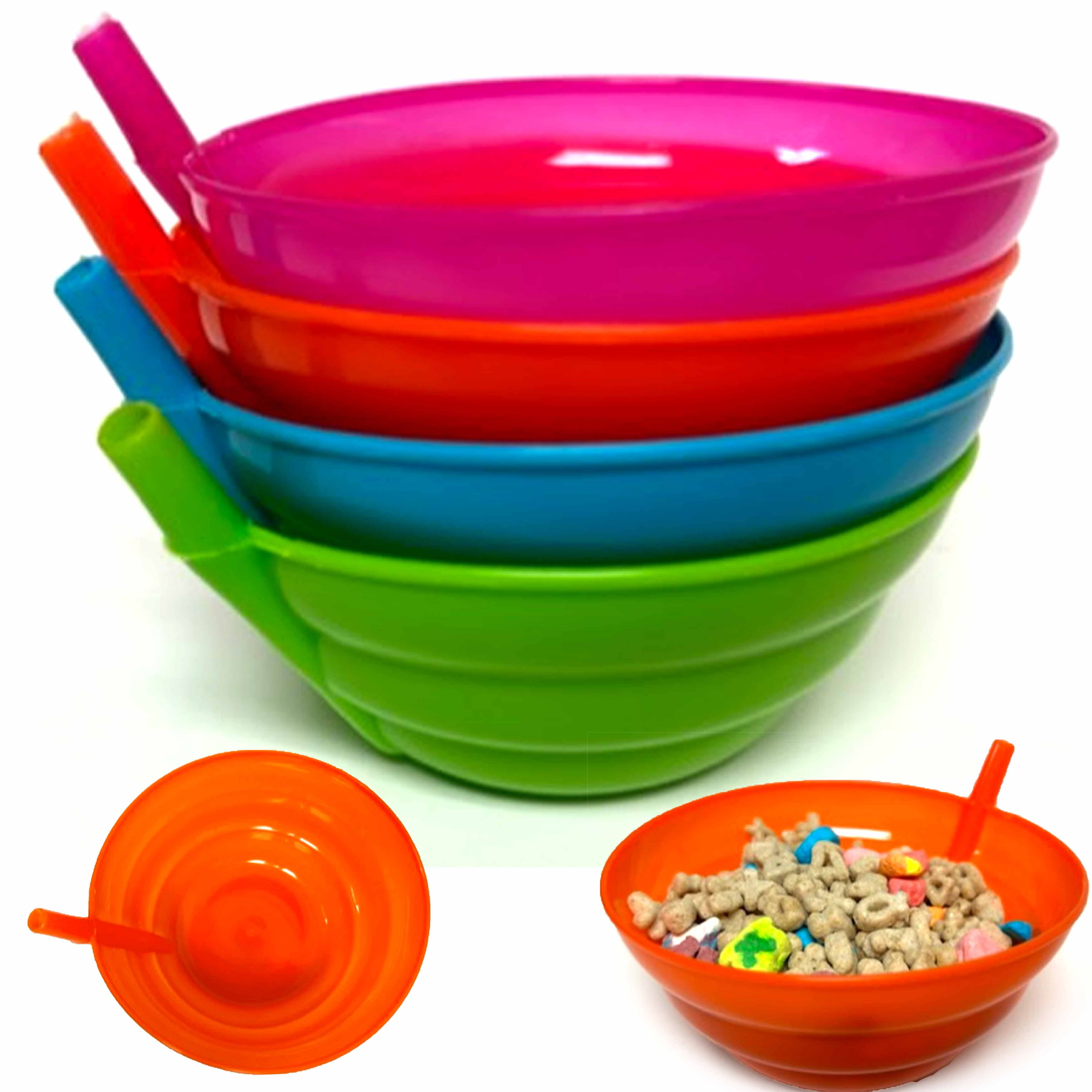 12 Breakfast Cereal Bowls with Straws Kids BPA Free Soup Toddler Built