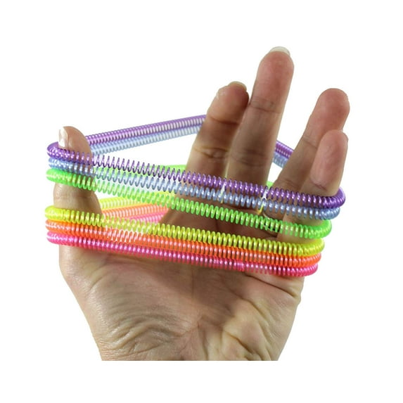 12 Bright Spring Coil Fidget Bracelets - Sensory Fidget- for Students, Children Calming - Party Favor Prize (1 DOZEN)