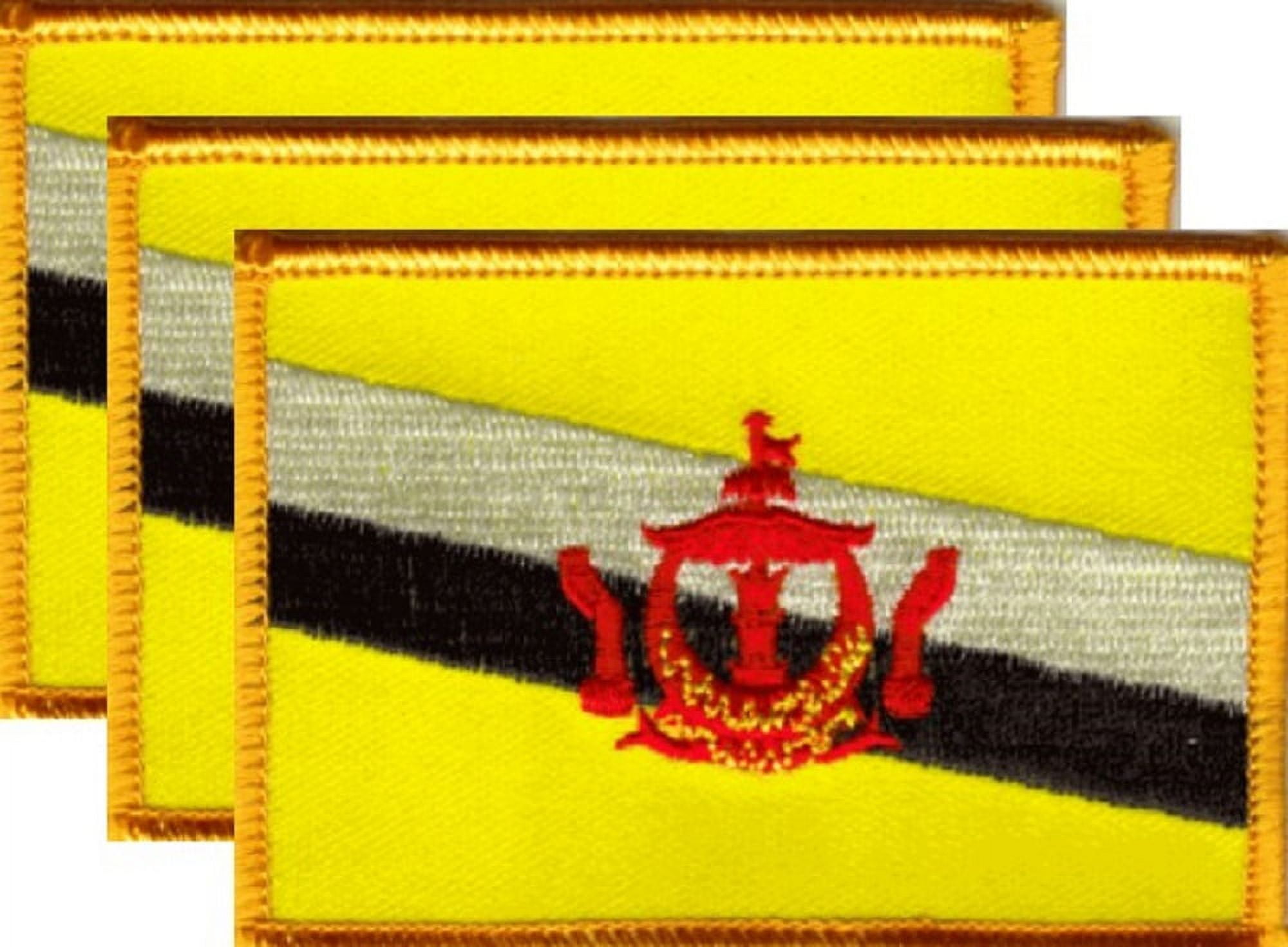 12 Brunei Flag Patches, Embroidered Iron On or Sew On, Measures 3.50" x 2.25"