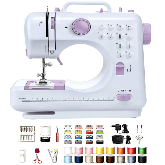 Behome Sewing Machine for Beginners,Portable Sewing Machine with 12 Stitches Dual Speed, Foot Pedal, Easy to Thread for Home Quick repair, DIY Craft