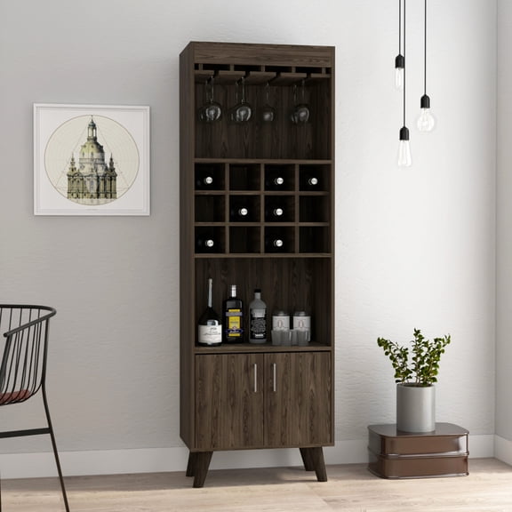 Double Door Cabinet with 12 Wine Racks and 2 Shelves - Suitable for Entertaining at Home