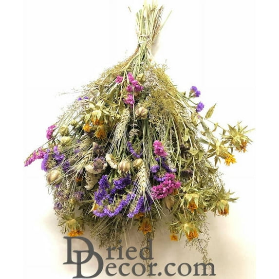 12 Bunches, Dried Morning Blooms Flower Bouquet - Xl for Office Decorations or Home Décor
